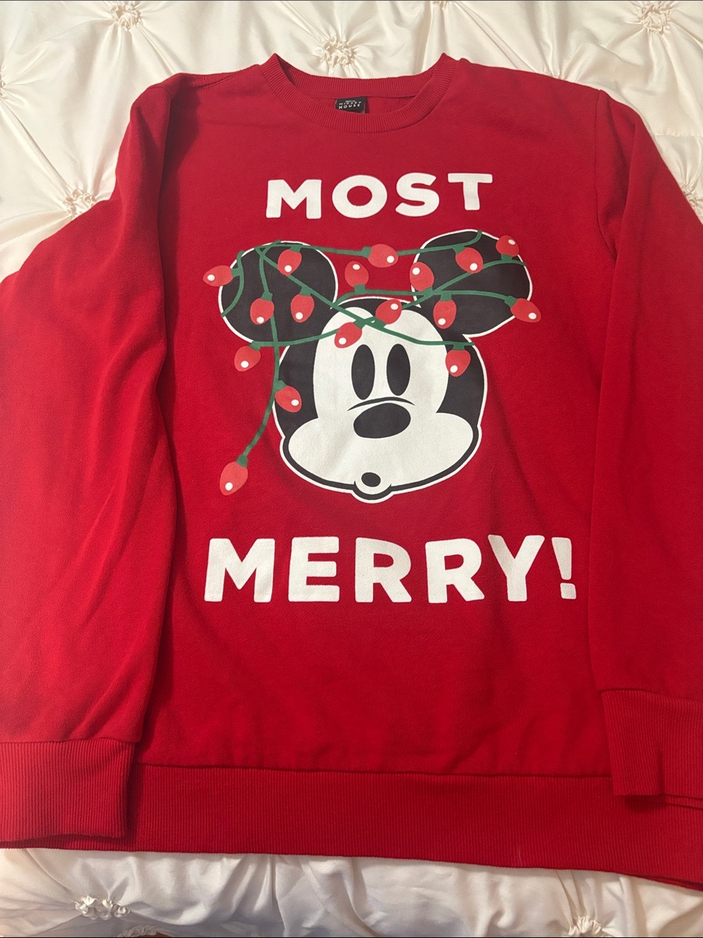 Red 'Most Merry!' Mickey Graphic Sweatshirt